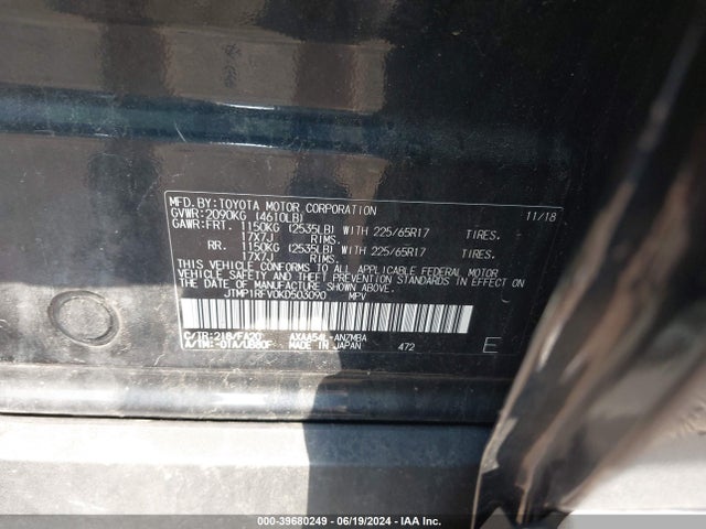 Toyota Rav4 Xle 2019 JTMP1RFV0KD503090 Image 9
