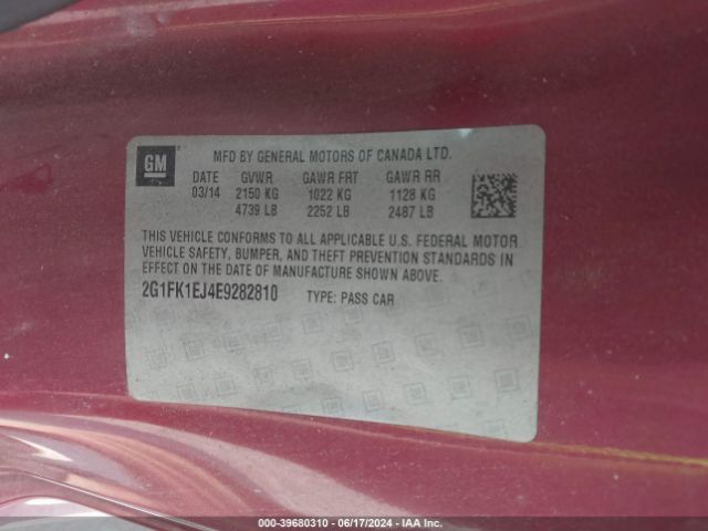 2G1FK1EJ4E9282810 Chevrolet CAMARO 2SS
