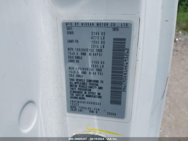 3N6CM0KN1HK695262 Nissan Nv200 S