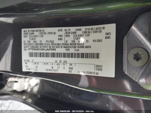 Ford Ranger Xlt 2019 1FTER4EH2KLA47856 Image 9