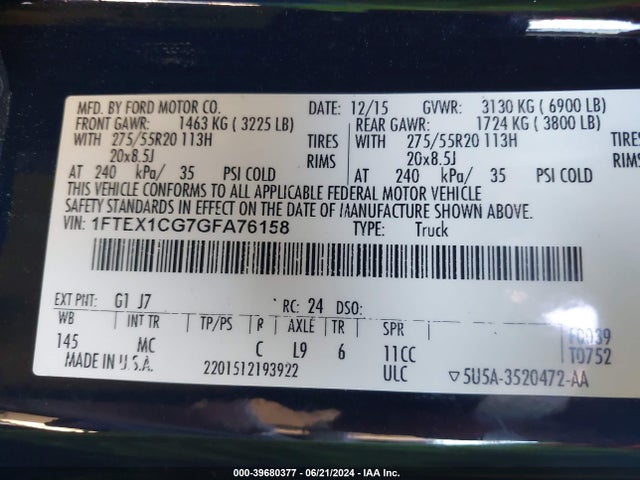 Ford F-150 Xlt 2016 1FTEX1CG7GFA76158 Image 9