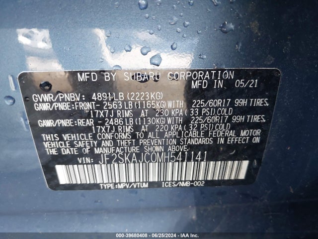JF2SKAJC0MH541141 Subaru Forester Premium