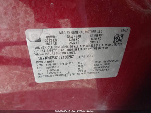 1GYKNCRS1JZ136287 Cadillac XT5 LUXURY