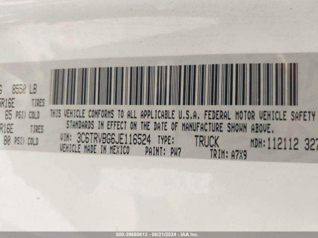 3C6TRVBG6JE116524 RAM Promaster 1500