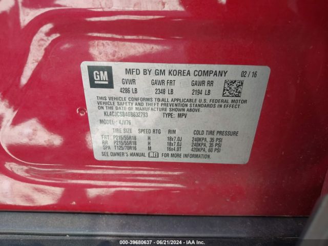KL4CJCSB4GB632793 Buick Encore Leather