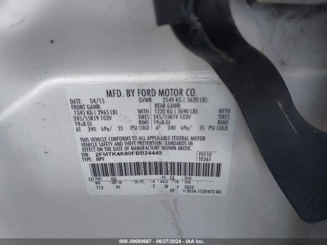 Ford Edge Titanium 2015 2FMTK4K80FBB24449 Image 9