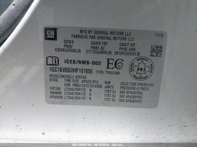 1GC1KVEG0HF101856 Chevrolet Silverado 2500hd Lt