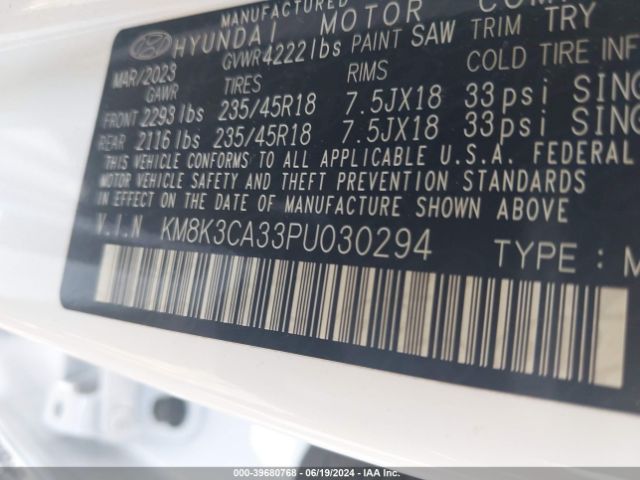 KM8K3CA33PU030294 Hyundai Kona N Line