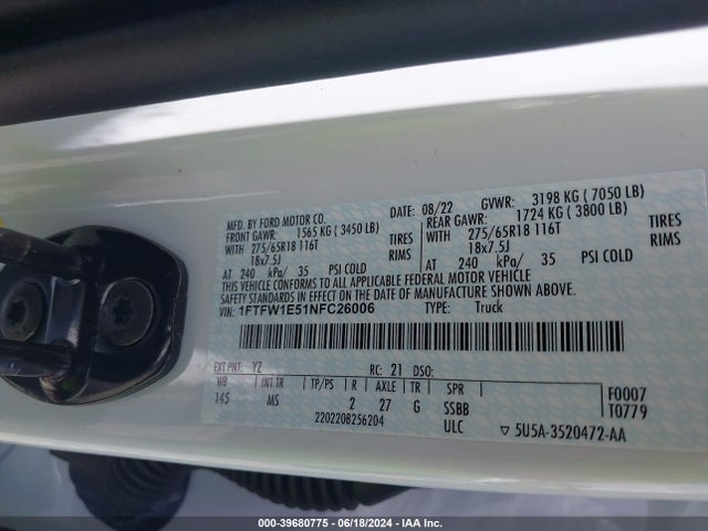 Ford F-150 Xlt 2022 1FTFW1E51NFC26006 Image 9