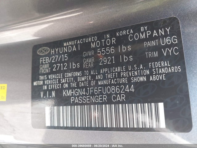 Hyundai Genesis 5.0 2015 KMHGN4JF6FU086244 Image 9