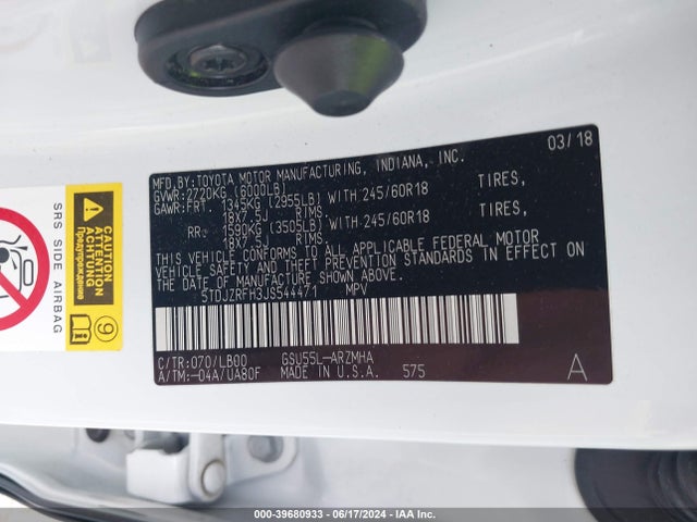 Toyota Highlander Xle 2018 5TDJZRFH3JS544471 Image 9