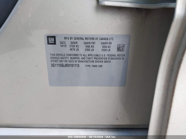 Chevrolet IMPALA 1LT 2014 2G1115SL6E9191113 Image 9