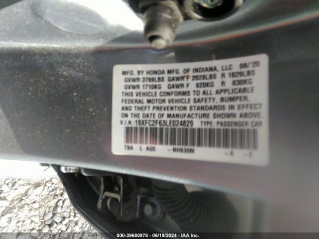 19XFC2F63LE024829 Honda Civic Lx