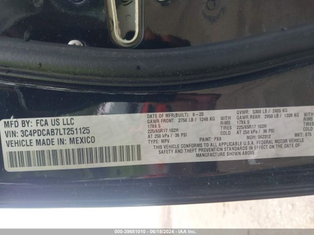 3C4PDCAB7LT251125 Dodge Journey Se Value