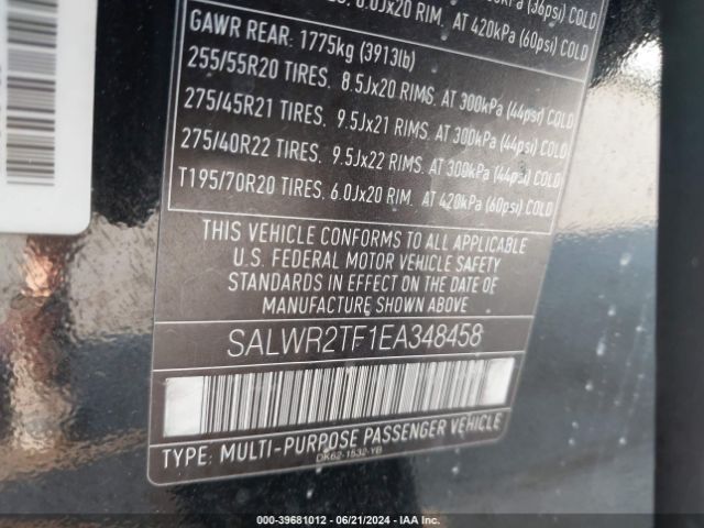 SALWR2TF1EA348458 Land Rover Range Rover Sport 5.0l V8 Supercharged