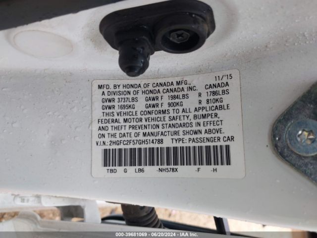 2HGFC2F57GH514788 Honda Civic Lx