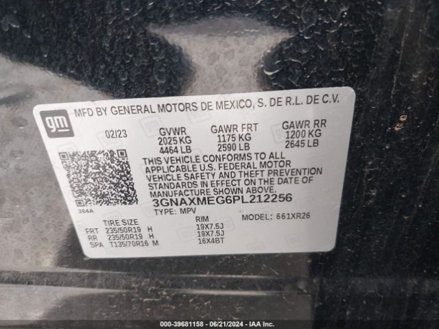 3GNAXMEG6PL212256 Chevrolet Equinox Fwd Rs
