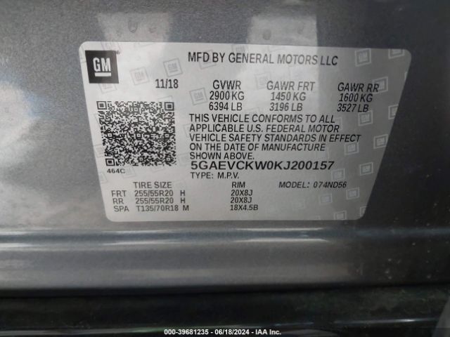5GAEVCKW0KJ200157 Buick Enclave Awd Avenir