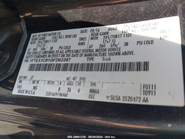 Ford F-150 Xl 2016 1FTEX1C81GFD62287 Image 9