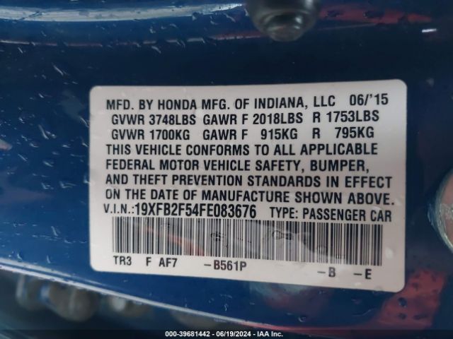 19XFB2F54FE083676 Honda Civic Lx