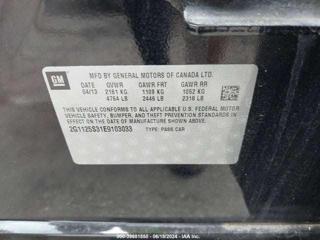 Chevrolet Impala 2lt 2014 2G1125S31E9103033 Image 9