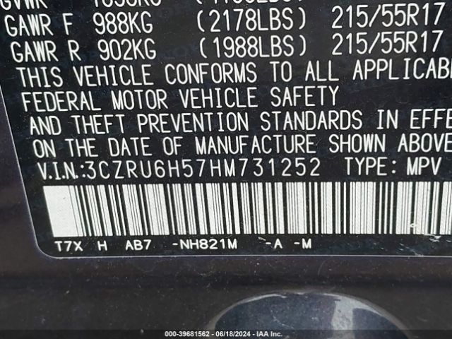 3CZRU6H57HM731252 Honda HR-V EX
