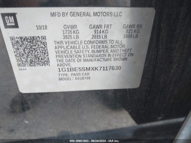 1G1BE5SMXK7117630 Chevrolet CRUZE LT
