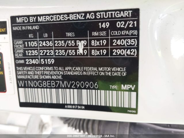 W1N0G8EB7MV290906 Mercedes-Benz Glc 300 4matic Suv