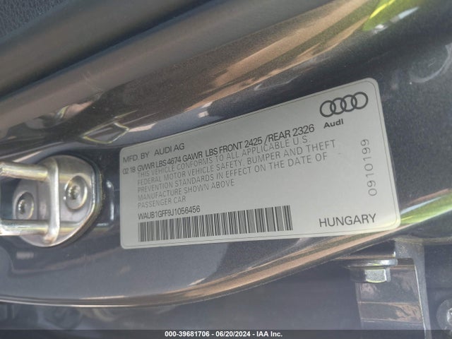 WAUB1GFF9J1056456 Audi S3 2.0t Premium Plus/2.0t Tech Premium Plus