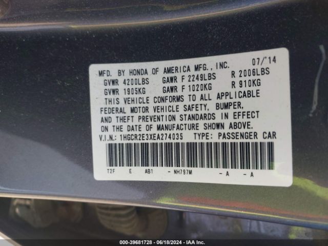 1HGCR2E3XEA274035 Honda ACCORD LX