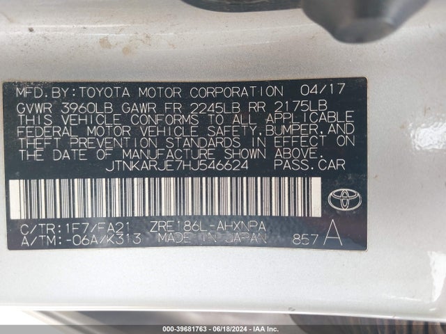 Toyota COROLLA IM 2017 JTNKARJE7HJ546624 Image 9