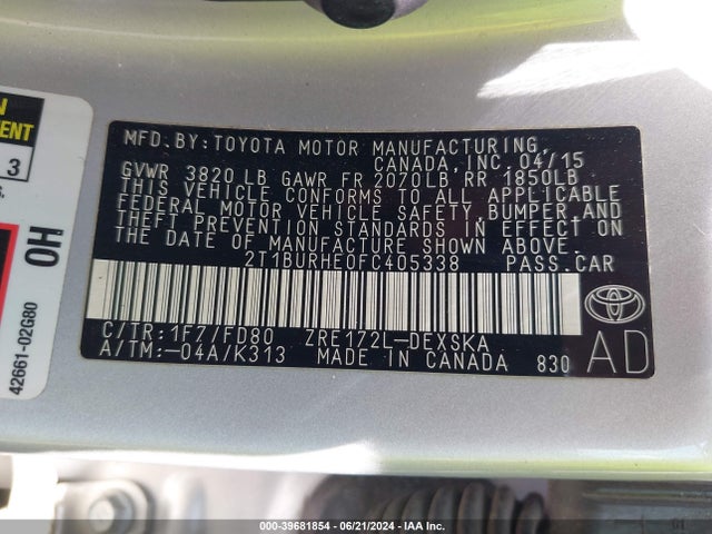 Toyota Corolla S Plus 2015 2T1BURHE0FC405338 Image 9