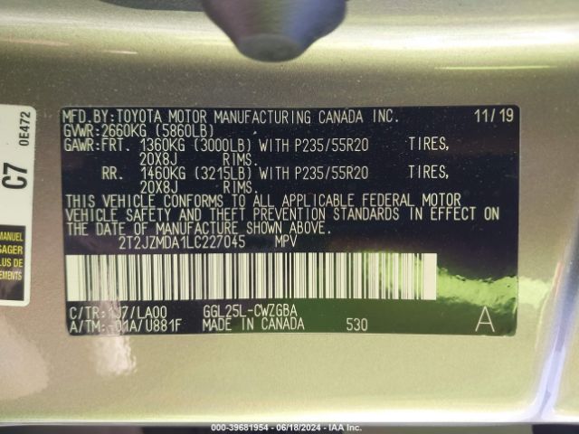 2T2JZMDA1LC227045 Lexus RX 350