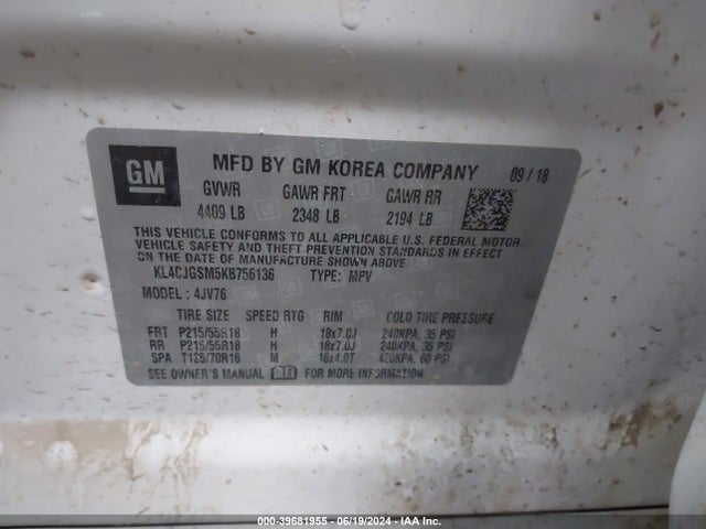 KL4CJGSM5KB756136 Buick Encore Awd Essence