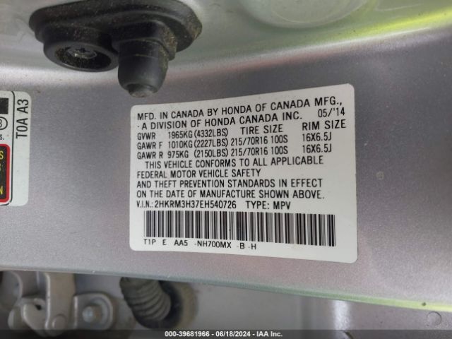 2HKRM3H37EH540726 Honda CR-V LX