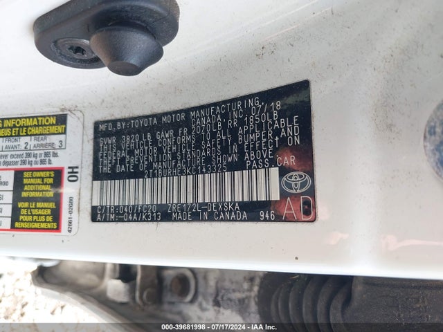 Toyota COROLLA SE 2019 2T1BURHE3KC143325 Image 9