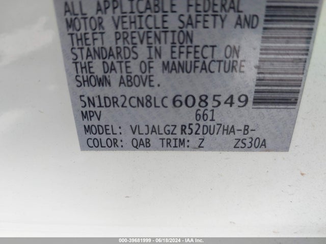 Nissan Pathfinder Sl 2wd 2020 5N1DR2CN8LC608549 Image 9