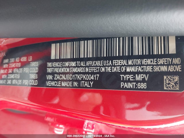 Jeep Renegade Limited 4x4 2019 ZACNJBD17KPK00417 Image 9