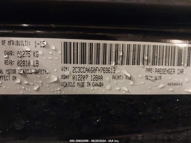 2C3CCAKG0FH769613 Chrysler 300c Awd