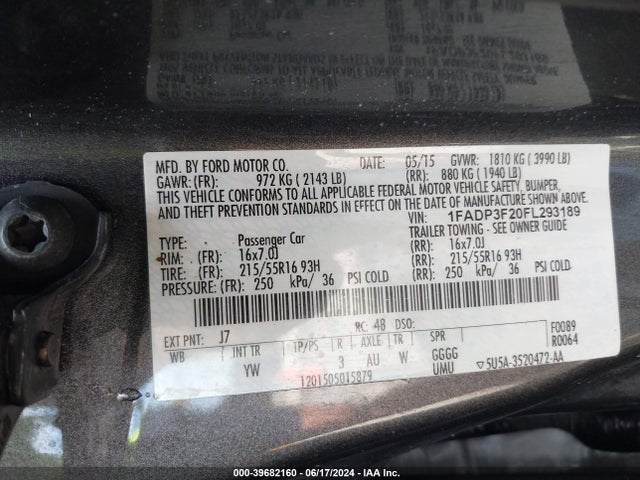 Ford FOCUS SE 2015 1FADP3F20FL293189 Image 9