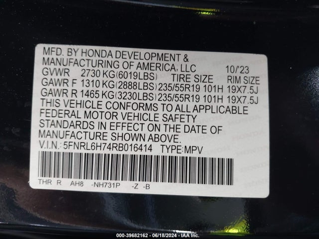 Honda Odyssey Sport 2024 5FNRL6H74RB016414 Image 9