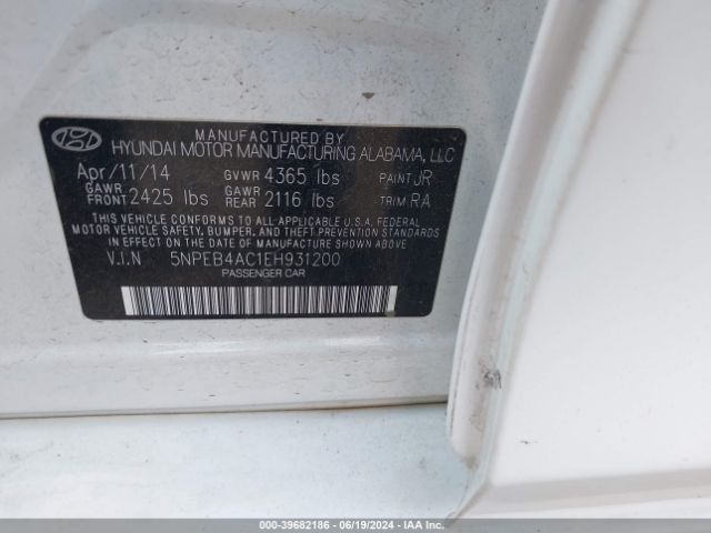 5NPEB4AC1EH931200 Hyundai SONATA GLS