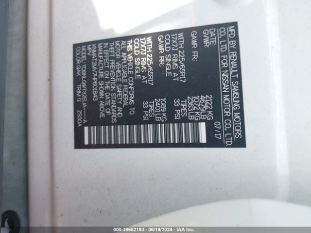 KNMAT2MV7HP601843 Nissan ROGUE SV