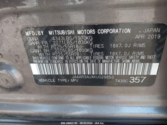 JA4AR3AUXKU029850 Mitsubishi Outlander Sport 2.0 Le
