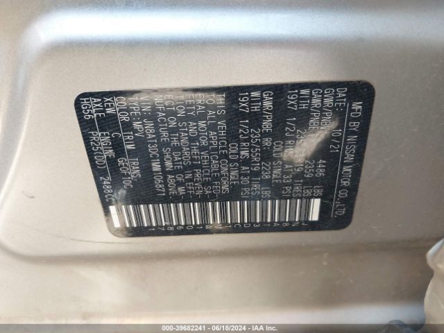 JN8AT3DC1MW106871 Nissan Rogue Platinum Fwd