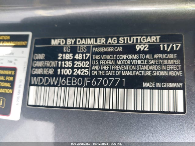 WDDWJ6EB0JF670771 Mercedes-Benz Amg C 43 4matic
