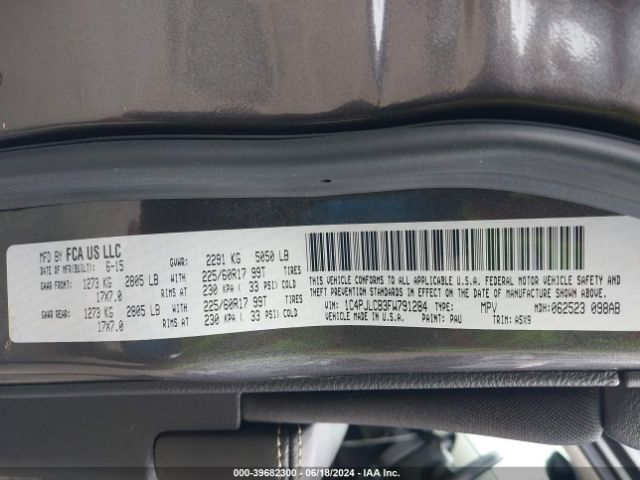 1C4PJLCB3FW791284 Jeep Cherokee Latitude