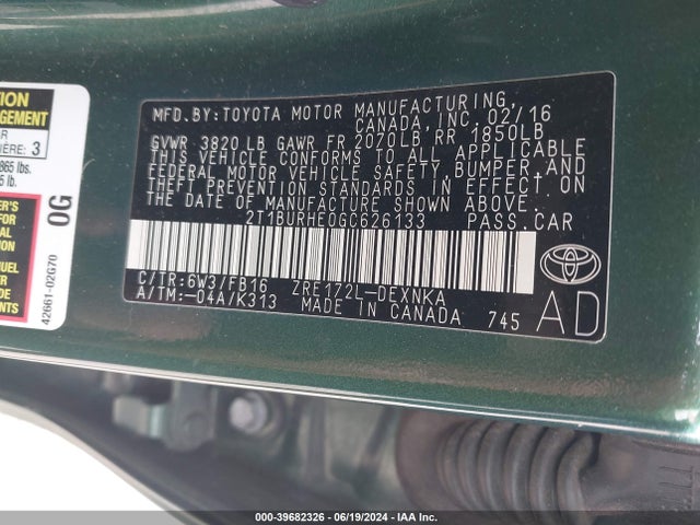 Toyota COROLLA LE 2016 2T1BURHE0GC626133 Image 9