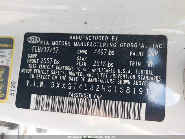 KIA Optima Lx 2017 5XXGT4L32HG158191 Image 9