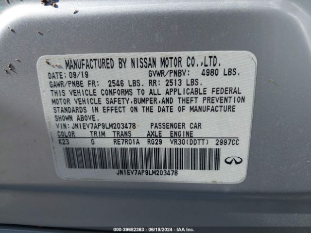 JN1EV7AP9LM203478 Infiniti Q50 LUXE